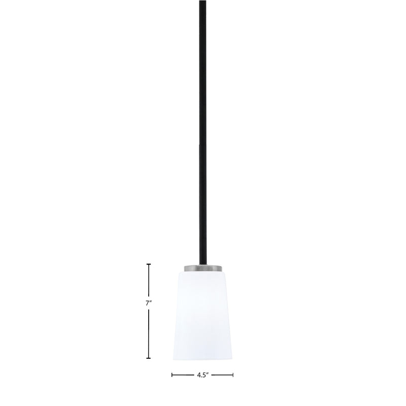 Toltec Sandia 4.5in 1-Light Mini Pendant | Modern Matte Black & Graphite and White Opal Glass | Kitchen Island & Dining Room | Model 6201-MBGP-261