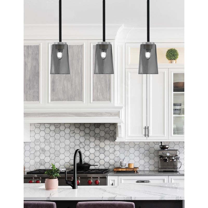 Toltec Sandia 5in 1-Light Mini Pendant | Matte Black & Graphite and Smoke Bubble Glass | Kitchen Island & Dining Room | Model 6201-MBGP-262