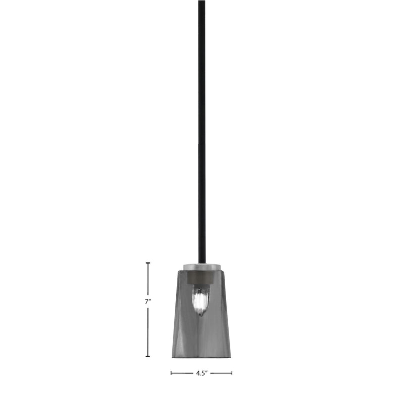 Toltec Sandia 5in 1-Light Mini Pendant | Matte Black & Graphite and Smoke Bubble Glass | Kitchen Island & Dining Room | Model 6201-MBGP-262