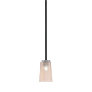 Toltec Sandia 5in 1-Light Mini Pendant | Matte Black & Graphite and Amber Gradient Glass | Kitchen Island & Dining Room | Model 6201-MBGP-263