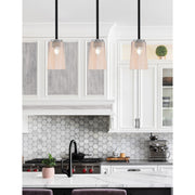 Toltec Sandia 5in 1-Light Mini Pendant | Matte Black & Graphite and Amber Gradient Glass | Kitchen Island & Dining Room | Model 6201-MBGP-263