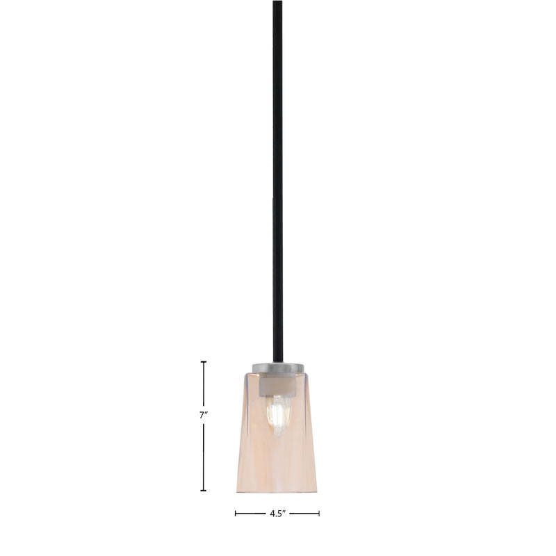 Toltec Sandia 5in 1-Light Mini Pendant | Matte Black & Graphite and Amber Gradient Glass | Kitchen Island & Dining Room | Model 6201-MBGP-263