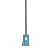 Toltec Sandia 5in 1-Light Mini Pendant | Matte Black & Graphite and Blue Gradient Glass | Kitchen Island & Dining Room | Model 6201-MBGP-265