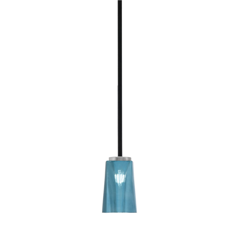 Toltec Sandia 5in 1-Light Mini Pendant | Matte Black & Graphite and Blue Gradient Glass | Kitchen Island & Dining Room | Model 6201-MBGP-265