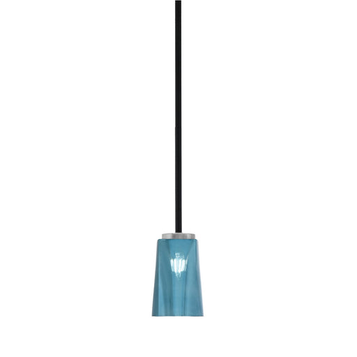 Toltec Sandia 5in 1-Light Mini Pendant | Matte Black & Graphite and Blue Gradient Glass | Kitchen Island & Dining Room | Model 6201-MBGP-265