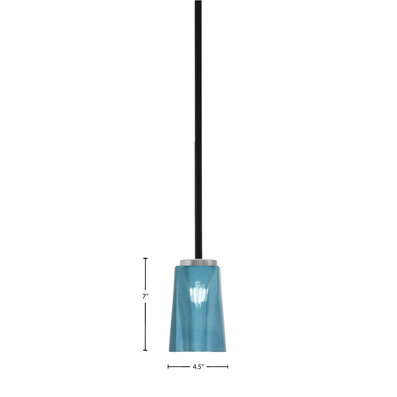 Toltec Sandia 5in 1-Light Mini Pendant | Matte Black & Graphite and Blue Gradient Glass | Kitchen Island & Dining Room | Model 6201-MBGP-265