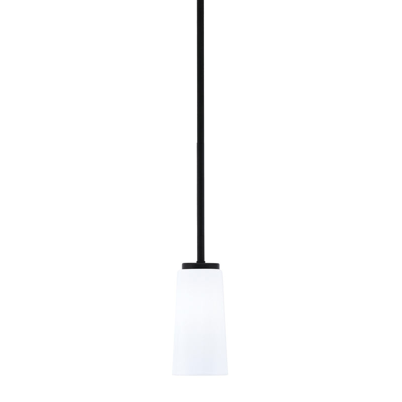 Toltec Sandia 5in 1-Light Mini Pendant | Matte Black & Graphite and White Opal Glass | Kitchen Island & Dining Room | 5 x 10 in | Model 6201-MBGP-291