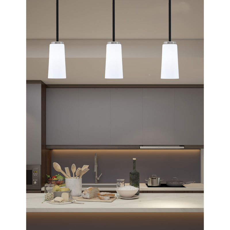 Toltec Sandia 5in 1-Light Mini Pendant | Matte Black & Graphite and White Opal Glass | Kitchen Island & Dining Room | 5 x 10 in | Model 6201-MBGP-291