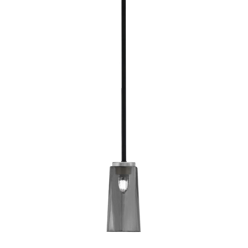 Toltec Sandia 5in 1-Light Mini Pendant | Modern Matte Black and Graphite with Smoke Bubble Glass | Kitchen Island & Dining Room | Model 6201-MBGP-292