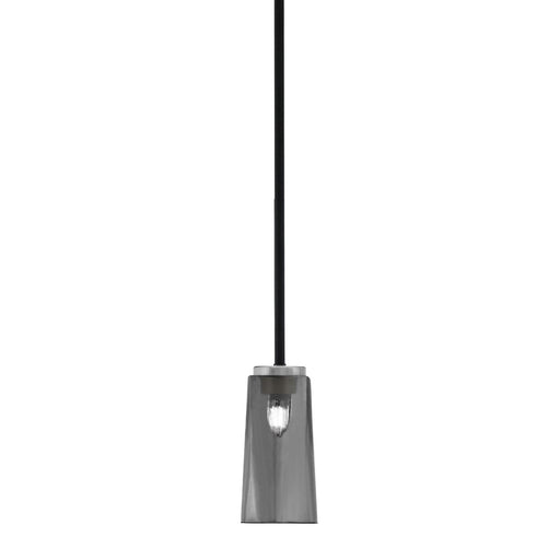 Toltec Sandia 5in 1-Light Mini Pendant | Modern Matte Black and Graphite with Smoke Bubble Glass | Kitchen Island & Dining Room | Model 6201-MBGP-292