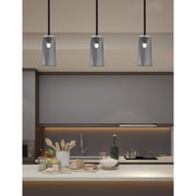 Toltec Sandia 5in 1-Light Mini Pendant | Modern Matte Black and Graphite with Smoke Bubble Glass | Kitchen Island & Dining Room | Model 6201-MBGP-292