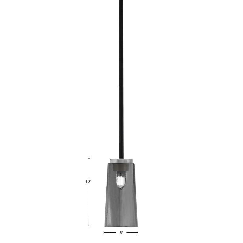 Toltec Sandia 5in 1-Light Mini Pendant | Modern Matte Black and Graphite with Smoke Bubble Glass | Kitchen Island & Dining Room | Model 6201-MBGP-292