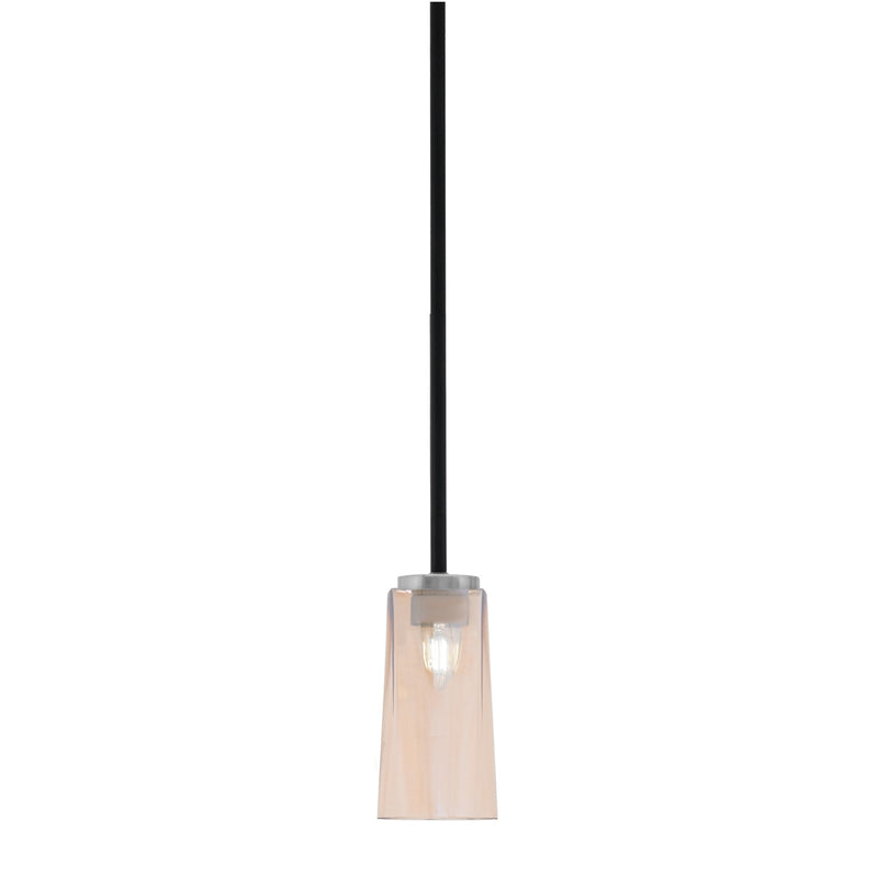 Toltec Sandia 5in 1-Light Mini Pendant | Modern Matte Black and Graphite with Amber Gradient Glass | Kitchen Island & Dining | Model 6201-MBGP-293