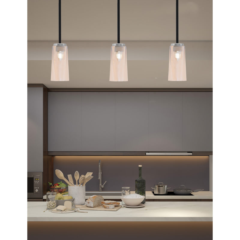 Toltec Sandia 5in 1-Light Mini Pendant | Modern Matte Black and Graphite with Amber Gradient Glass | Kitchen Island & Dining | Model 6201-MBGP-293
