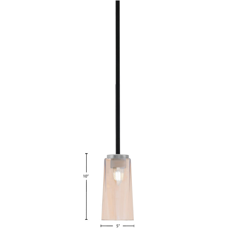Toltec Sandia 5in 1-Light Mini Pendant | Modern Matte Black and Graphite with Amber Gradient Glass | Kitchen Island & Dining | Model 6201-MBGP-293