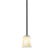 Toltec Sandia 5in 1-Light Mini Pendant | Matte Black & Graphite Steel and Natural Stone Glass | Kitchen Island & Dining Room | Model 6201-MBGP-4128