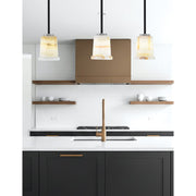 Toltec Sandia 5in 1-Light Mini Pendant | Matte Black & Graphite Steel and Natural Stone Glass | Kitchen Island & Dining Room | Model 6201-MBGP-4128