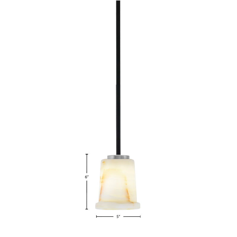 Toltec Sandia 5in 1-Light Mini Pendant | Matte Black & Graphite Steel and Natural Stone Glass | Kitchen Island & Dining Room | Model 6201-MBGP-4128