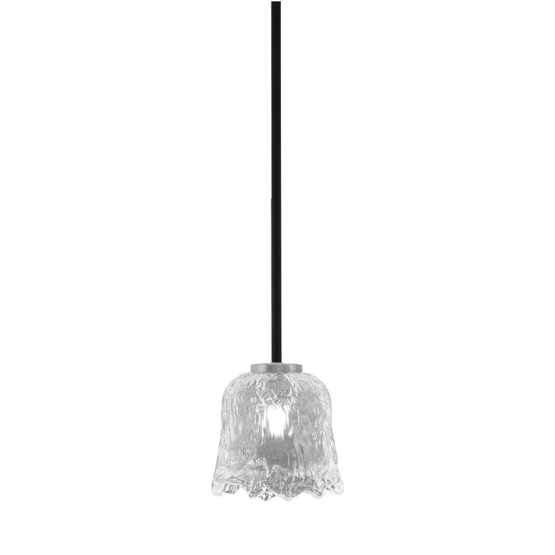 Toltec Sandia 7in 1-Light Mini Pendant | Modern Matte Black and Graphite with Clear Lava Glass | Kitchen Island & Dining Room | Model 6201-MBGP-4230