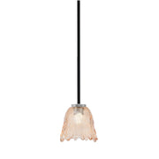 Toltec Sandia 7in 1-Light Mini Pendant | Matte Black & Graphite Steel and Amber Lava Glass | Kitchen Island & Dining Room | Model 6201-MBGP-4233