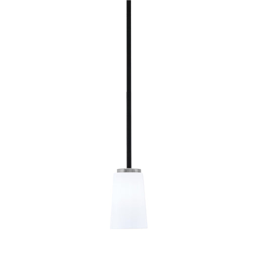 Toltec Sandia 5in 1-Light Mini Pendant | Modern Matte Black and Graphite with White Opal Glass | Kitchen Island & Dining Room | Model 6201-MBGP-5031