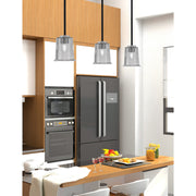 Toltec Sandia 5in 1-Light Mini Pendant | Modern Matte Black and Graphite with Smoke Bubble Glass | Kitchen Island & Dining | Model 6201-MBGP-5032