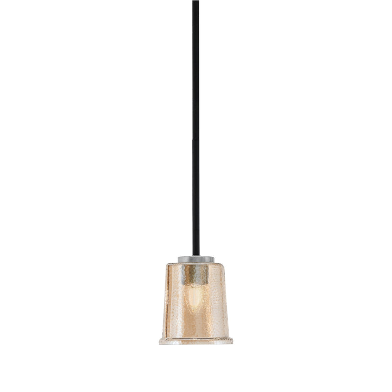 Toltec Sandia 5in 1-Light Mini Pendant | Modern Matte Black and Graphite with Amber Bubble Glass | Kitchen Island & Dining | Model 6201-MBGP-5033