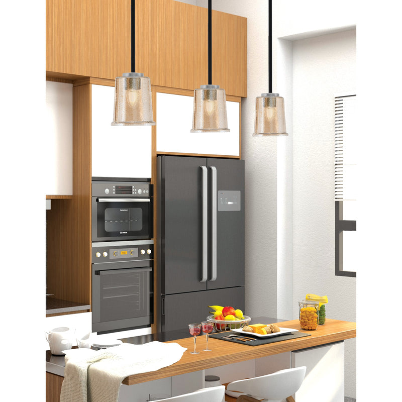 Toltec Sandia 5in 1-Light Mini Pendant | Modern Matte Black and Graphite with Amber Bubble Glass | Kitchen Island & Dining | Model 6201-MBGP-5033