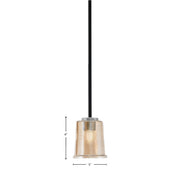 Toltec Sandia 5in 1-Light Mini Pendant | Modern Matte Black and Graphite with Amber Bubble Glass | Kitchen Island & Dining | Model 6201-MBGP-5033