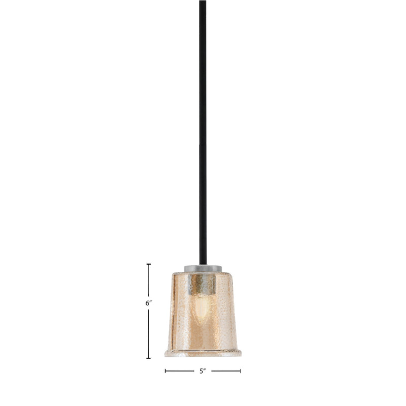 Toltec Sandia 5in 1-Light Mini Pendant | Modern Matte Black and Graphite with Amber Bubble Glass | Kitchen Island & Dining | Model 6201-MBGP-5033