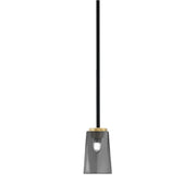 Toltec Sandia 4.5in 1-Light Mini Pendant | Matte Black & New Age Brass Steel and Smoke Bubble Glass | Kitchen Island & Dining | Model 6201-MBNAB-262