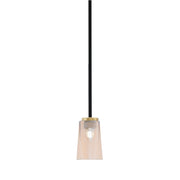 Toltec Sandia 5in 1-Light Mini Pendant | Matte Black and New Age Brass with Amber Gradient Glass | Kitchen Island & Dining | Model 6201-MBNAB-263
