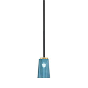 Toltec Sandia 5in 1-Light Mini Pendant | Matte Black and New Age Brass with Blue Gradient Glass | Kitchen Island & Dining Room | Model 6201-MBNAB-265