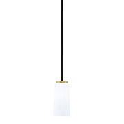 Toltec Sandia 5in 1-Light Mini Pendant | Matte Black and New Age Brass with White Opal Glass | Kitchen Island & Dining Room | Model 6201-MBNAB-291