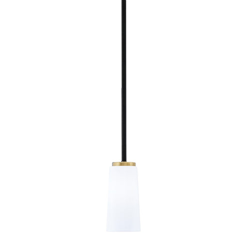 Toltec Sandia 5in 1-Light Mini Pendant | Matte Black and New Age Brass with White Opal Glass | Kitchen Island & Dining Room | Model 6201-MBNAB-291