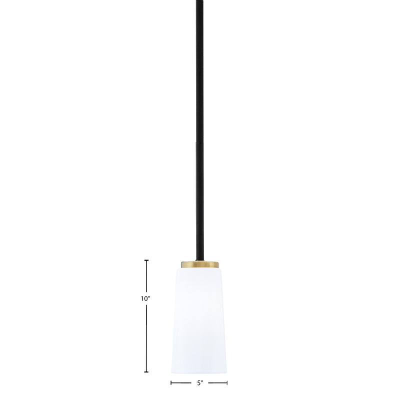 Toltec Sandia 5in 1-Light Mini Pendant | Matte Black and New Age Brass with White Opal Glass | Kitchen Island & Dining Room | Model 6201-MBNAB-291