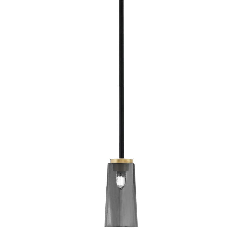 Toltec Sandia 5in 1-Light Mini Pendant | Matte Black and New Age Brass with Smoke Bubble Glass | Kitchen Island & Dining Room | Model 6201-MBNAB-292