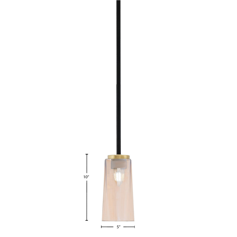 Toltec Sandia 5in 1-Light Mini Pendant | Matte Black and New Age Brass with Amber Gradient Glass | Kitchen Island & Dining | Model 6201-MBNAB-293