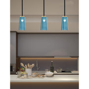 Toltec Sandia 5in 1-Light Mini Pendant | Matte Black and New Age Brass with Blue Gradient Glass | Kitchen Island & Dining Room | Model 6201-MBNAB-295