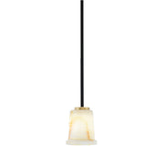 Toltec Sandia 5in 1-Light Mini Pendant | Modern Matte Black and New Age Brass Natural Stone | Kitchen Island & Dining Room | Model 6201-MBNAB-4128