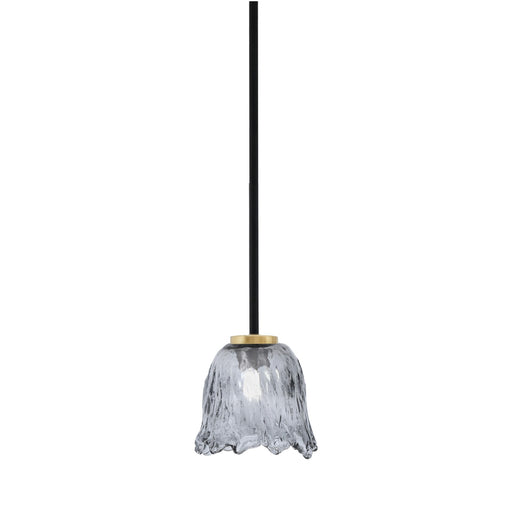 Toltec Sandia 7in 1-Light Mini Pendant | Matte Black and New Age Brass with Smoke Lava Glass | Kitchen Island & Dining Room | Model 6201-MBNAB-4232