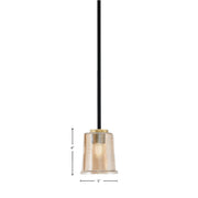 Toltec Sandia 5in 1-Light Mini Pendant | Matte Black and New Age Brass with Amber Bubble Glass | Kitchen Island & Dining Room | Model 6201-MBNAB-5033