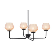 Toltec Sandia 6in 4-Light Chandelier | Modern Matte Black Steel and Amber Textured Glass | Dining Room & Entryway | 6 x 6 in | Model 6204-MB-4623