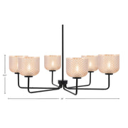 Toltec Sandia 36in 6-Light Chandelier | Modern Matte Black Steel and Amber Textured Glass | Dining Room & Entryway | 36 x 36 x 10.5 in | Model 6206-MB-4613