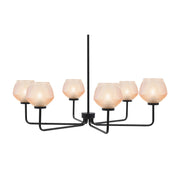 Toltec Sandia 36in 6-Light Chandelier | Modern Matte Black Steel and Amber Textured Glass | Dining Room & Great Room | 36 x 10.5 in | Model 6206-MB-4623