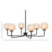 Toltec Sandia 36in 6-Light Chandelier | Modern Matte Black Steel and Amber Textured Glass | Dining Room & Great Room | 36 x 10.5 in | Model 6206-MB-4623