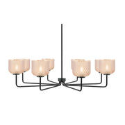 Toltec Sandia 43.5in 8-Light Chandelier | Modern Matte Black Steel and Amber Textured Glass | Dining Room & Foyer | 43.5 x 43.5 x 10.75 in | Model 6208-MB-4613