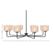 Toltec Sandia 43.5in 8-Light Chandelier | Modern Matte Black Steel and Amber Textured Glass | Dining Room & Foyer | 43.5 x 43.5 x 10.75 in | Model 6208-MB-4613