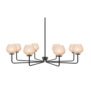 Toltec Sandia 44in 8-Light Chandelier | Modern Matte Black Steel and Amber Textured Glass | Dining Room & Great Room | 43.5 x 10.75 in | Model 6208-MB-4623