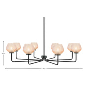 Toltec Sandia 44in 8-Light Chandelier | Modern Matte Black Steel and Amber Textured Glass | Dining Room & Great Room | 43.5 x 10.75 in | Model 6208-MB-4623